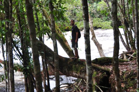 Observando rio cheio de corredeiras em Presidente Figueiredo - AM